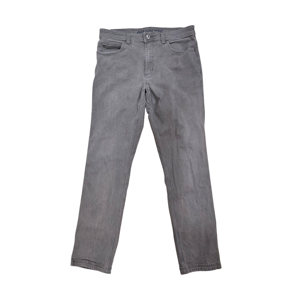 Duluth Trading Co Flex Fire Hose Slim Fit Work Pants Mens 32x32 Grey Canvas